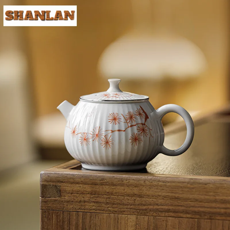 

150ml Plant Ash Hand-painted Pine Teapot Antique Tea Infuser Pot Tea Maker Kettle With Ball Hole Chinese Tea Teaware Collection