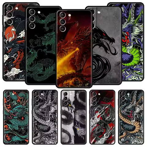 Dragon Phone Case For Samsung Galaxy S25 S24 S23 FE S22 Ultra S20 S21 5G S10 Plus S10E Soft Black Cover