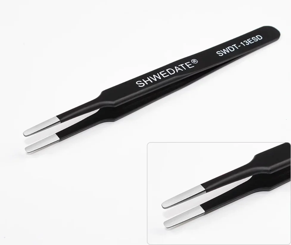 SWDT Anti-Static Stainless Steel Tweezers Precision Maintenance Industrial Repair Curved Tool Home Working Hand Tool