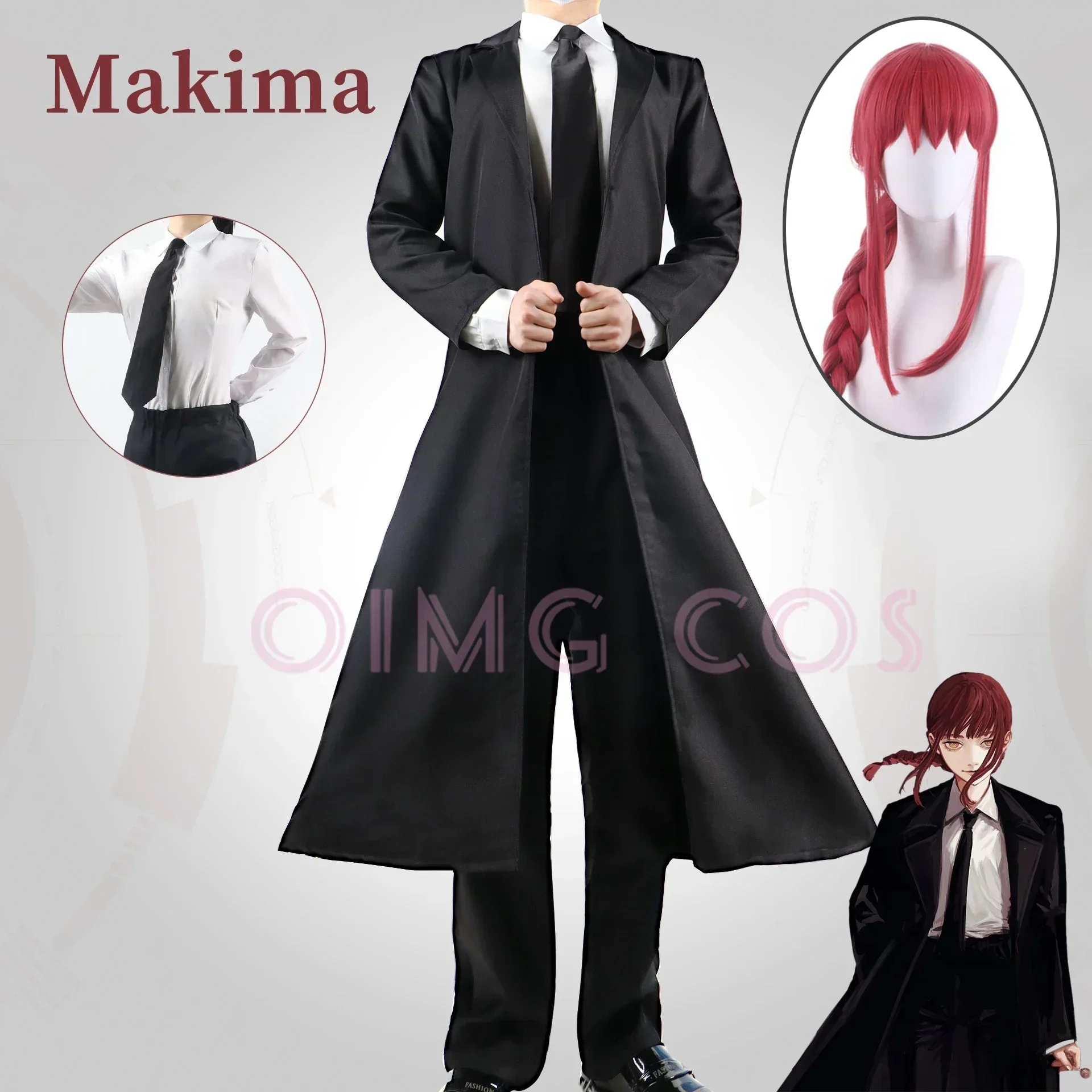

Chainsaw Man Makima Cosplay Costume Women Outfits Wig Shirt Tie Short Uniform Anime Halloween