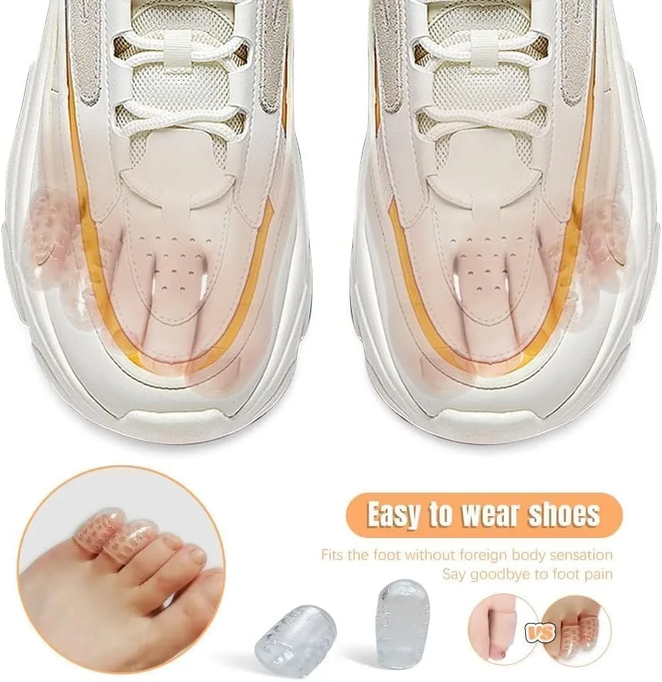 30 Pcs Silicone Anti-Friction Toe Protector, Gel Toe Protectors Breathable Toe Covers, Soft Clear Little Toe Protectors Caps Guards for Men Women, Toe Sleeves for Corns, Blisters and Pain Relief