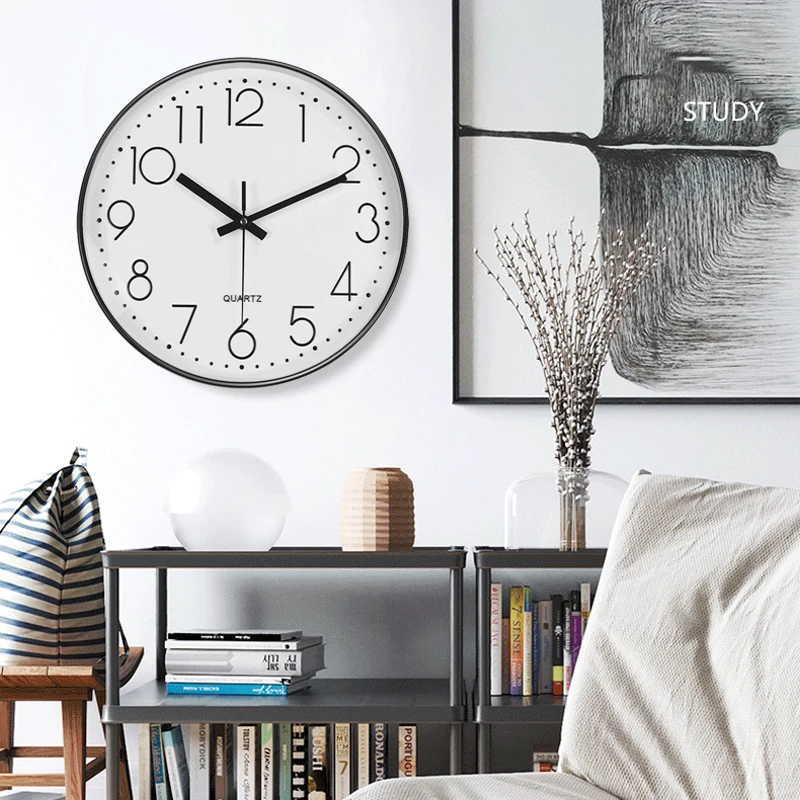 8/12 Inch Mute Quartz Wall Clock Simple Digital Wall Clock Home Decorations Wall Clock for Living Room Bedroom Kitchen Classroom
