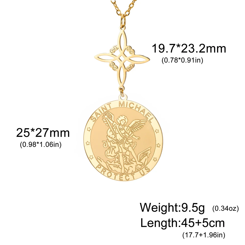 Dawapara Saint Michael Archangel Pendant Witch Knot Necklace Religious Protection Amulet Stainless Steel Jewelry view 6