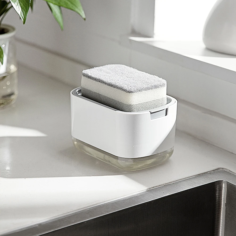 Multifunctional Soap Pump Dispenser Box, Kitchen Clean Dish, Liquid Bubble Box with Lid, Countertop Organizer, Drain Soap Dish