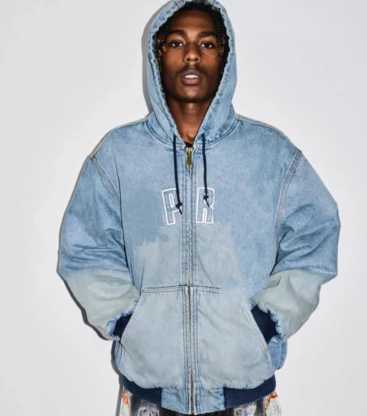 

Рабочая куртка с капюшоном и светоотражающим логотипом, хлопковая рабочая одежда, верхняя одежда, повседневный свободный крой, застежка-молния, длинный рукав