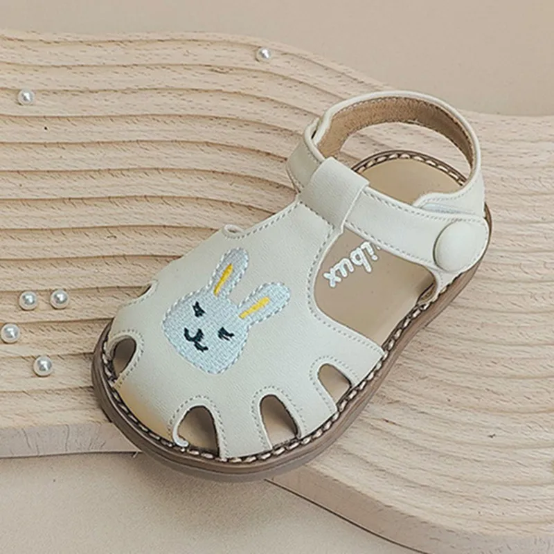 2024 Nieuwe Zomer Babyschoenen Voor Meisjes Leren Schattige Konijn Zachte Zool Meisjes Sandalen Antislip Mode Peuter Kids Sandalen Eu 15-25