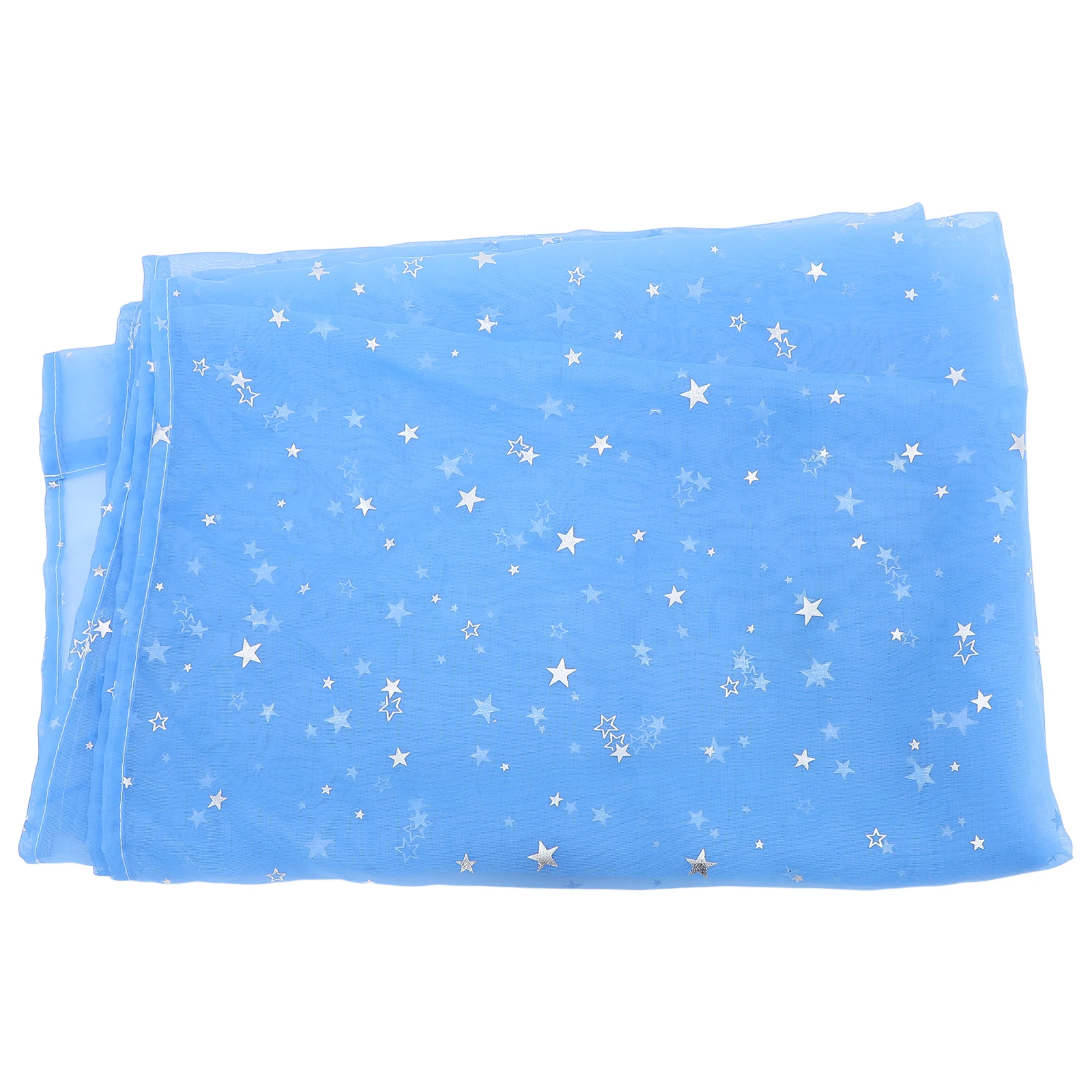 

Silver Star Foil Sheer Curtains Blue 100x270cm Romantic Voile Window Screening for Girls Bedroom Kids Room Window Tulle