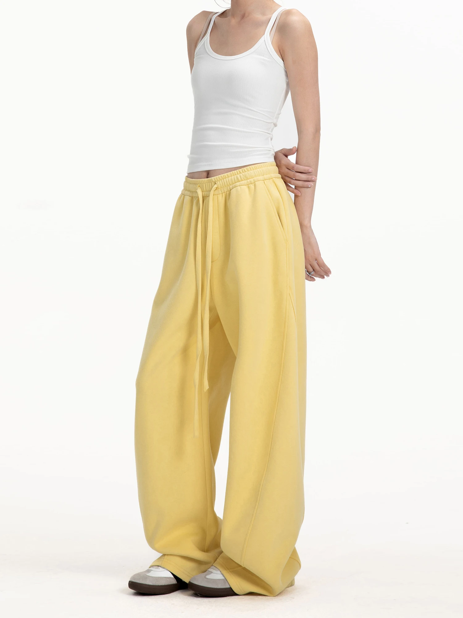 

Американские свободные брюки с широкими штанинами на флисовой подкладке для женщин, осенне-зимние, повседневные, утепленные, спортивные брюки