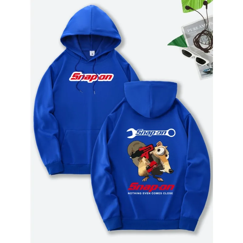 Snap on's new men's fashionable hoodie with a casual front pocket and a slightly elastic drawstring, suitable for all seasons