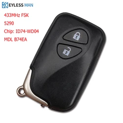 2 przyciski 433MHz ID74 Chip PCB 5290 inteligentny klucz Keyless Go Fob dla Lexus CT200H RX350 RX450H wymień oryginalny klucz MDL B74EA