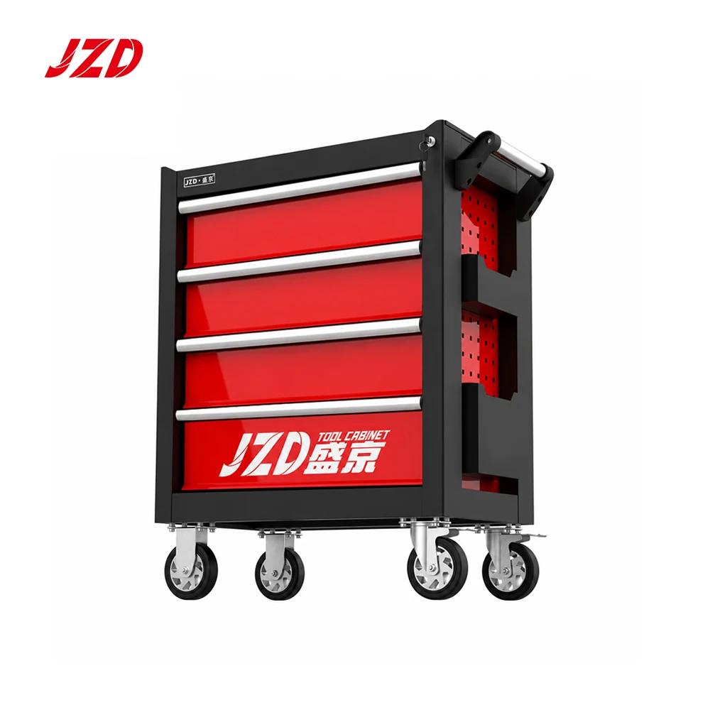 JZD Heavy Load Steel Tool Trolley Rolling Tool Cart with Side Drawers Complete Tools Kit for Home Garage