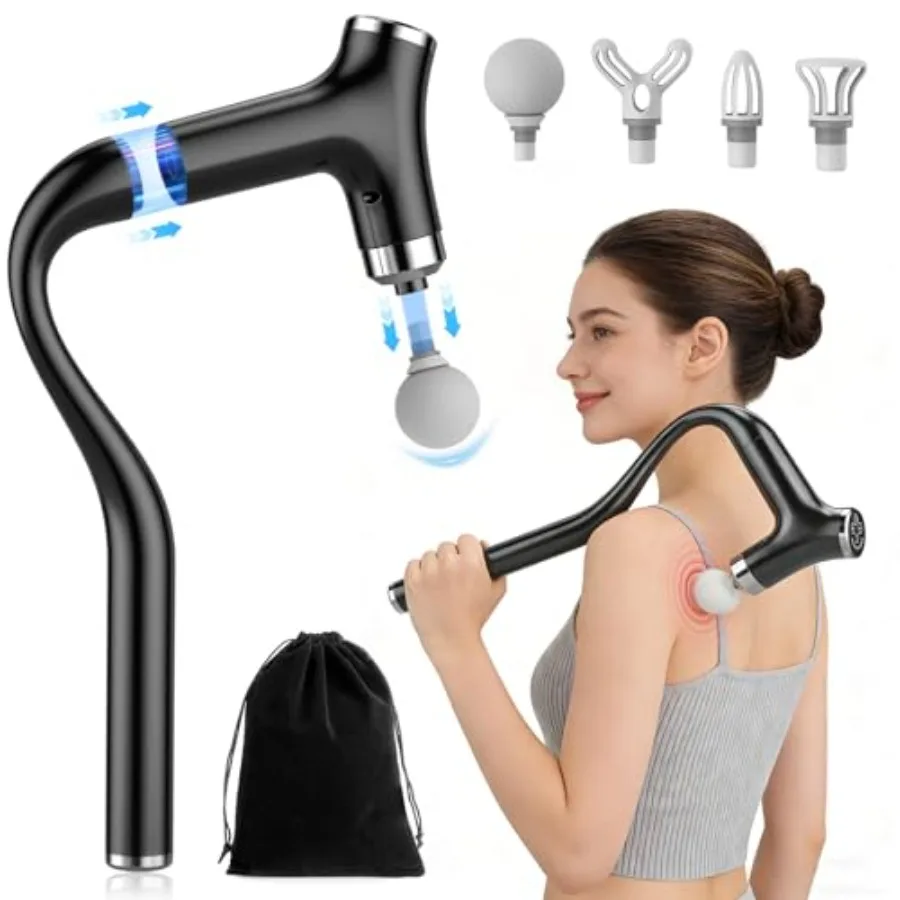 

Массажный пистолет с отсоединяемой длинной ручкой для снятия боли в спине, перкуссионный массажер для глубоких тканей с 12 уровнями скорости, ручной массажер для мышц