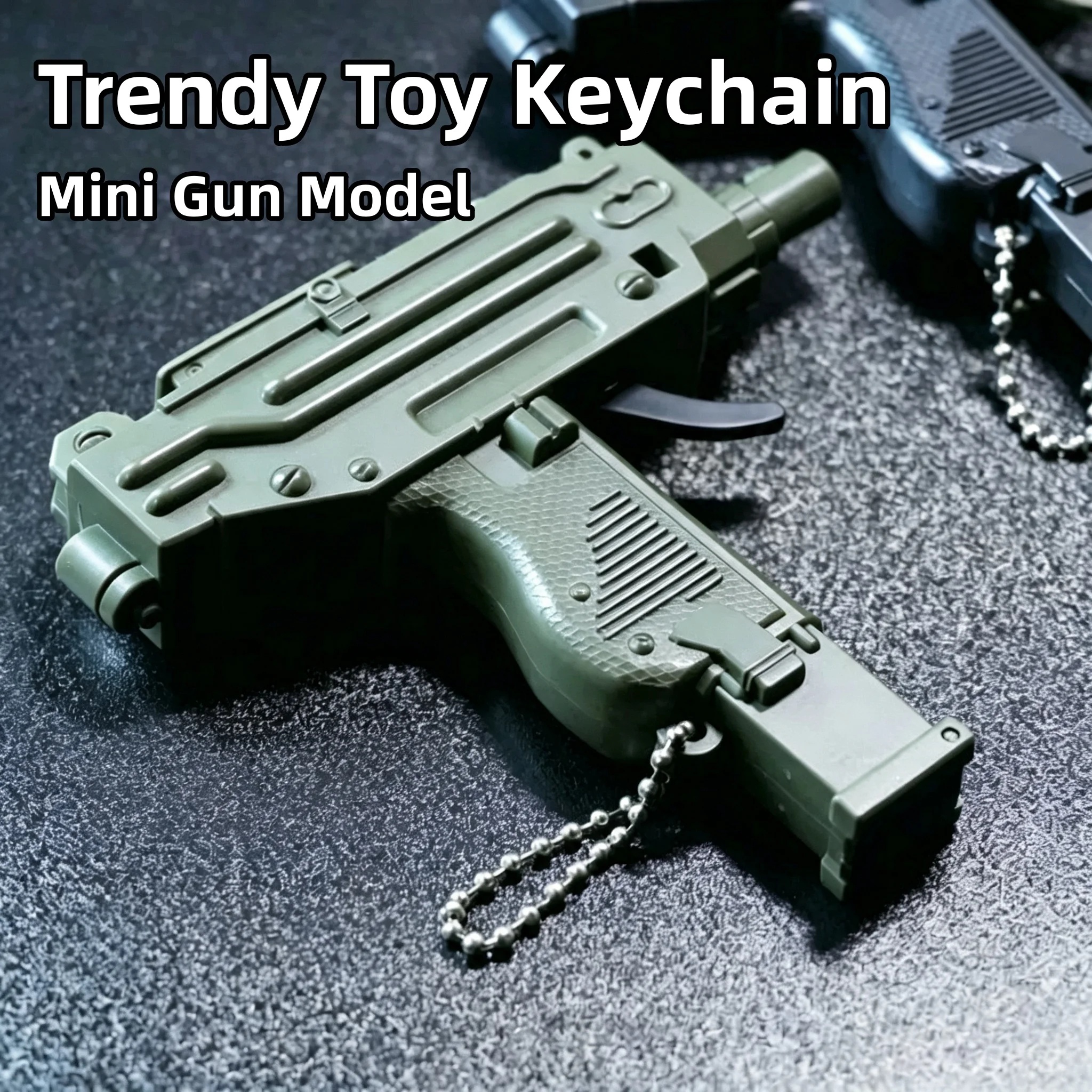 Mini Submachine Model Keychain Gun Key Chain Pendant Tiny Pistol for Bag Car Key Holders Gift Kids Men Collection