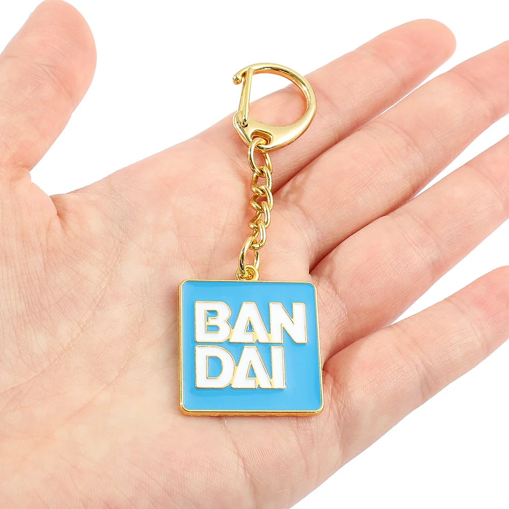 Bandai Letter Logo Pendant Shield Keychain Metal Key Ring Fashion Men Women Bag Car Accessories Cosplay