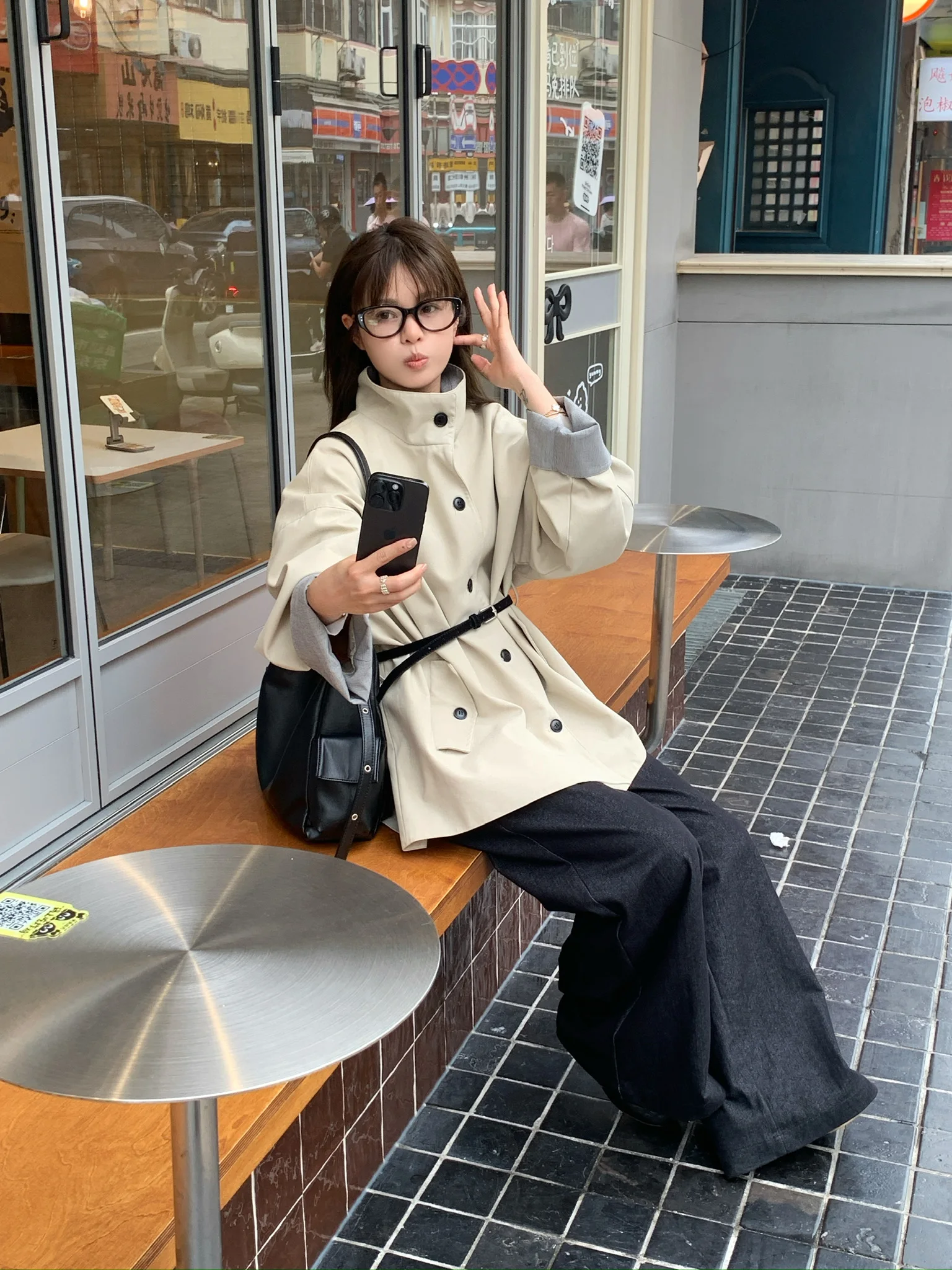 

Ele Simple Stand Collar Cuffed Sve Loose Slimming Waist Coat Women's Windbreaker Jaet M25800 Faion Outerwear