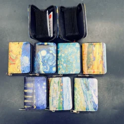 Hot sale! Van Gogh Art Card Holder Wallet - Premium Vegan Leather, Multi-Function Zipper Design, Perfect for Women and Man, Gift