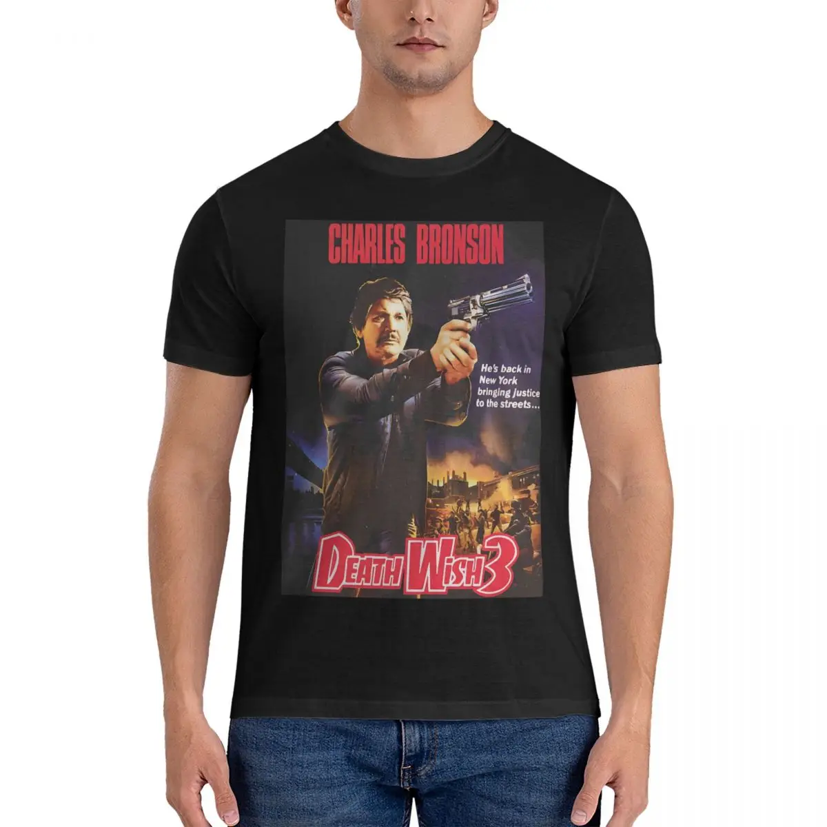 Death Wish T-Shirt for Men Bronson Creative 100% Cotton Tees Round Neck Short Sleeve T Shirt Classic Clothes