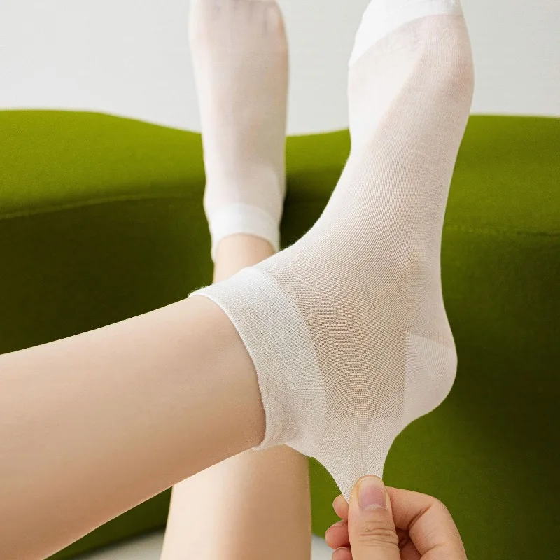 Women Mulberry Silk Short Shoe Inserts  Seamless Toe Loose Cuff Maternity  Solid Color Breathable Sweat‑Absorbent Summer