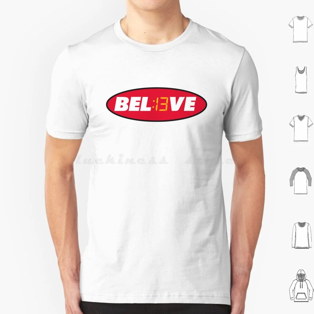 Kc Chiefs Believe: camiseta de 13 segundos talla grande 100% algodón Mahomes Kc fútbol Believe Bel13ve Playoffs Kansas Missouri Travis