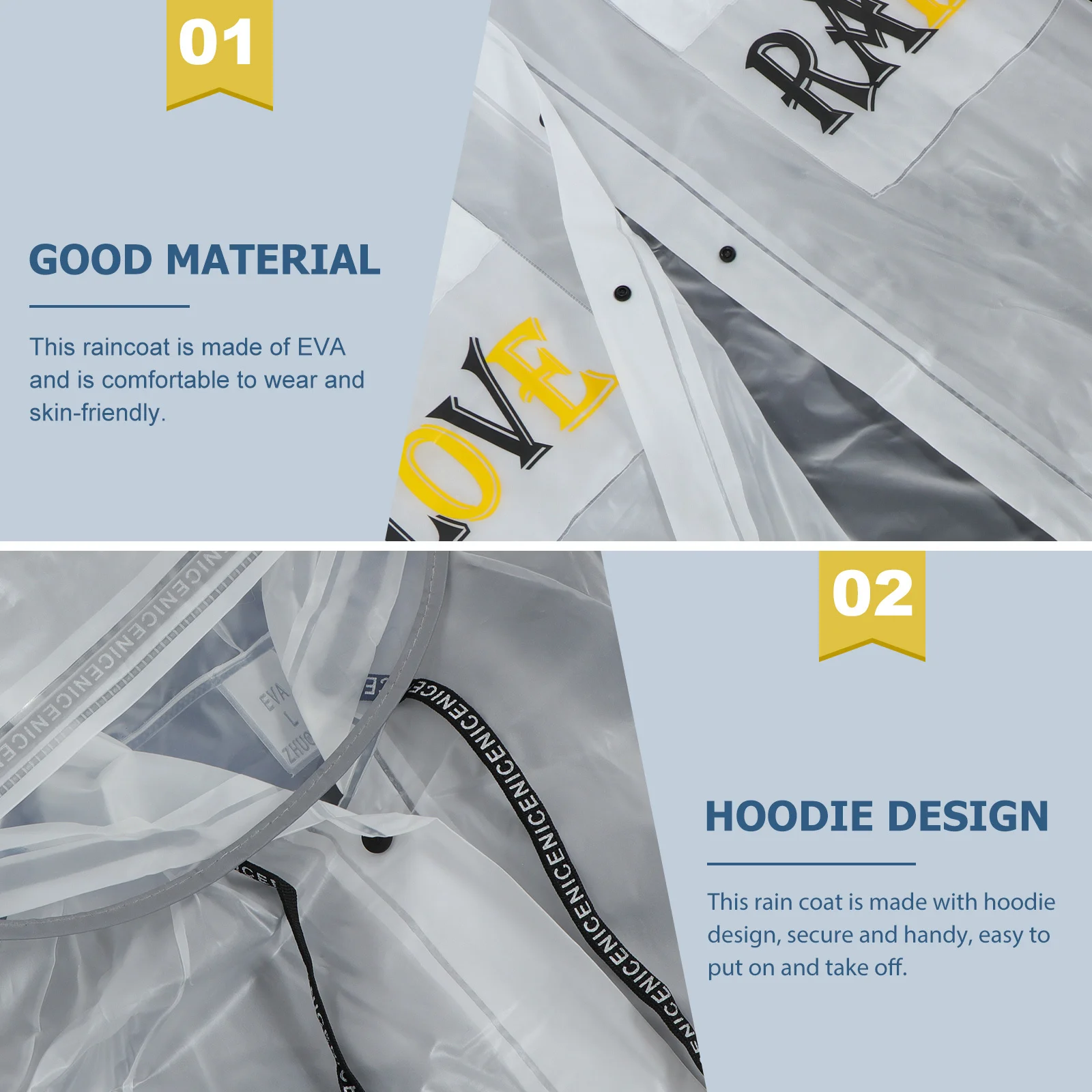 

Long Raincoat Waterproof Eva Lightweight Foldable Hooded Unisex Rain Gear For Hiking Outdoor Travel Emergency Use