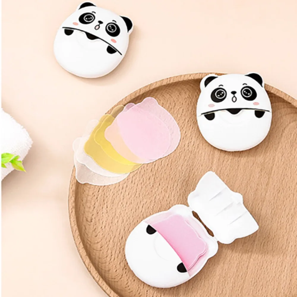 50Pcs/Box Panda Soap Flakes Box-packed Portable Soap Sheets Mini Disposable Soap Paper Sheet For Traveling Camping Hiking