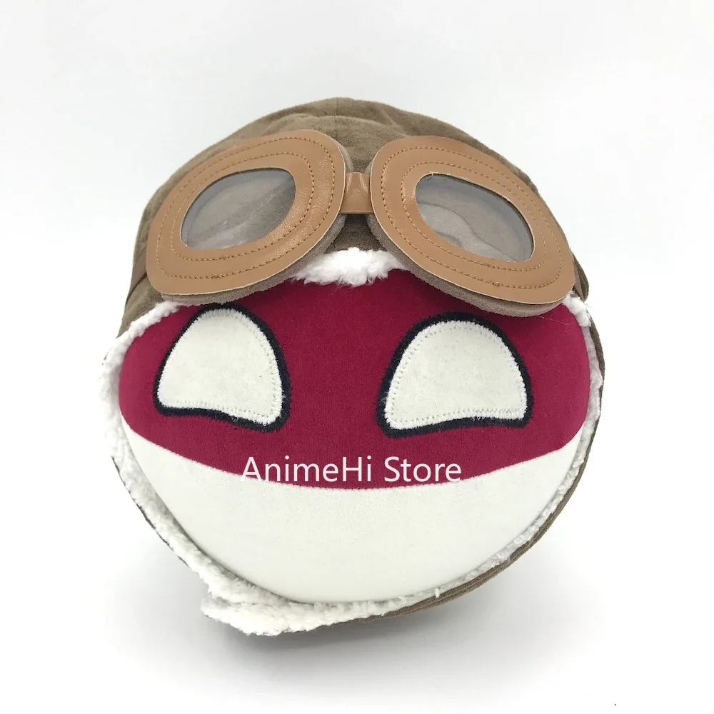 

Polandball Plush Doll Toy Poland Ball and Flight Helmet Flying Cap POL Countryballs Plushies Cosplay for Gift 20CM