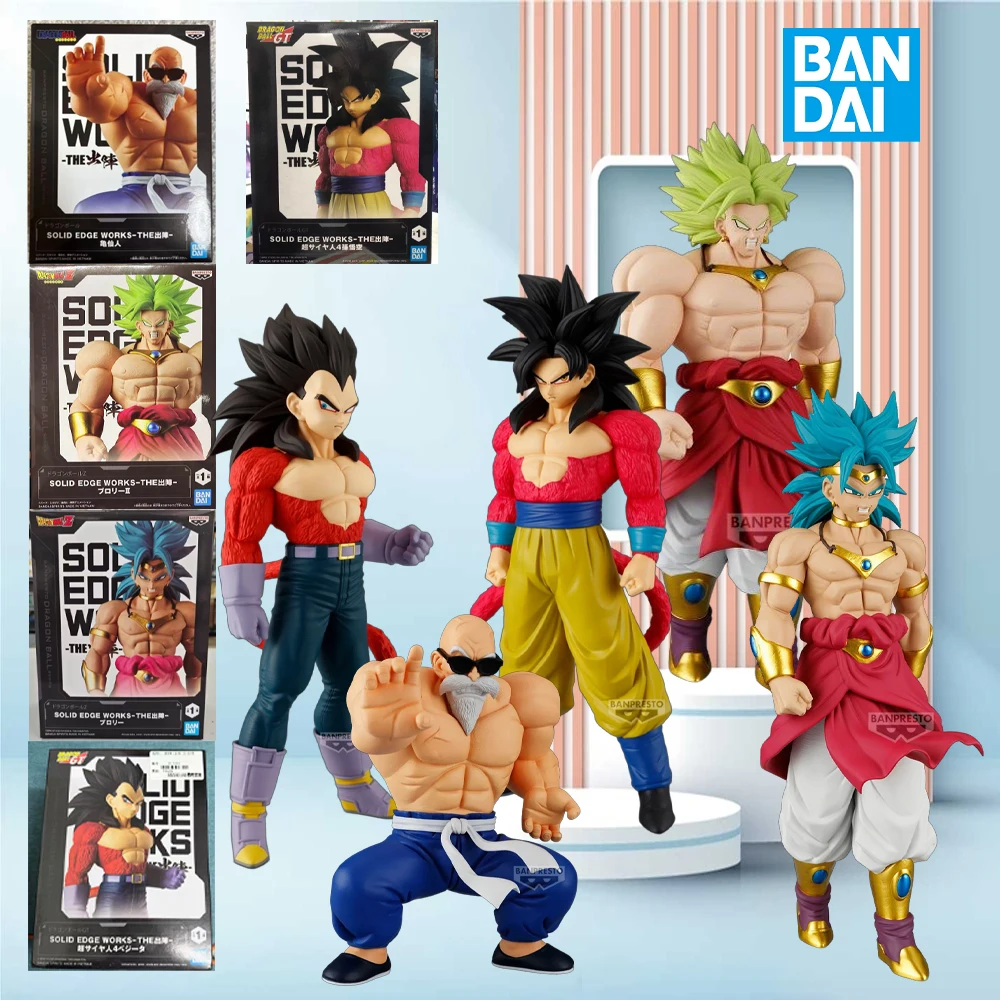Figura de Banpresto de Dragon Ball, Solid Edge Works, Maestro Roshi, Broly SSJ4, Goku y Vegeta
