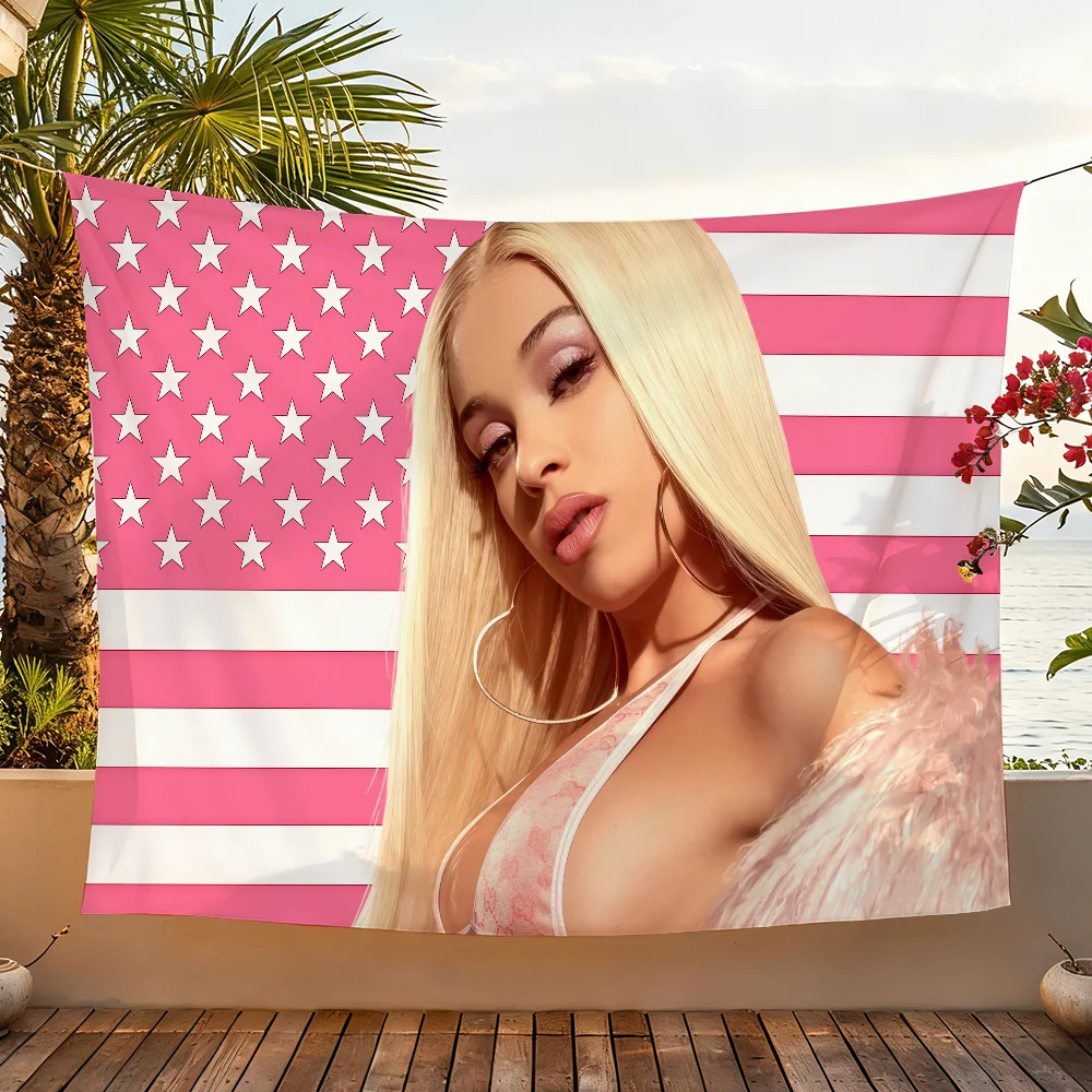 Singer B-Bad G-Gyal-S Mas Cara flag For Garden Party Living Room Home Wall Decor Banner Bedroom Outdoor Tapestry