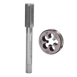 2pcs/Set 1/2-28 Tap 1/2x28 Die TPI Kit UNEF HSS Right Hand Thread Tool Titanium Nitride Coated Tap & Die Rust Free Tap Die