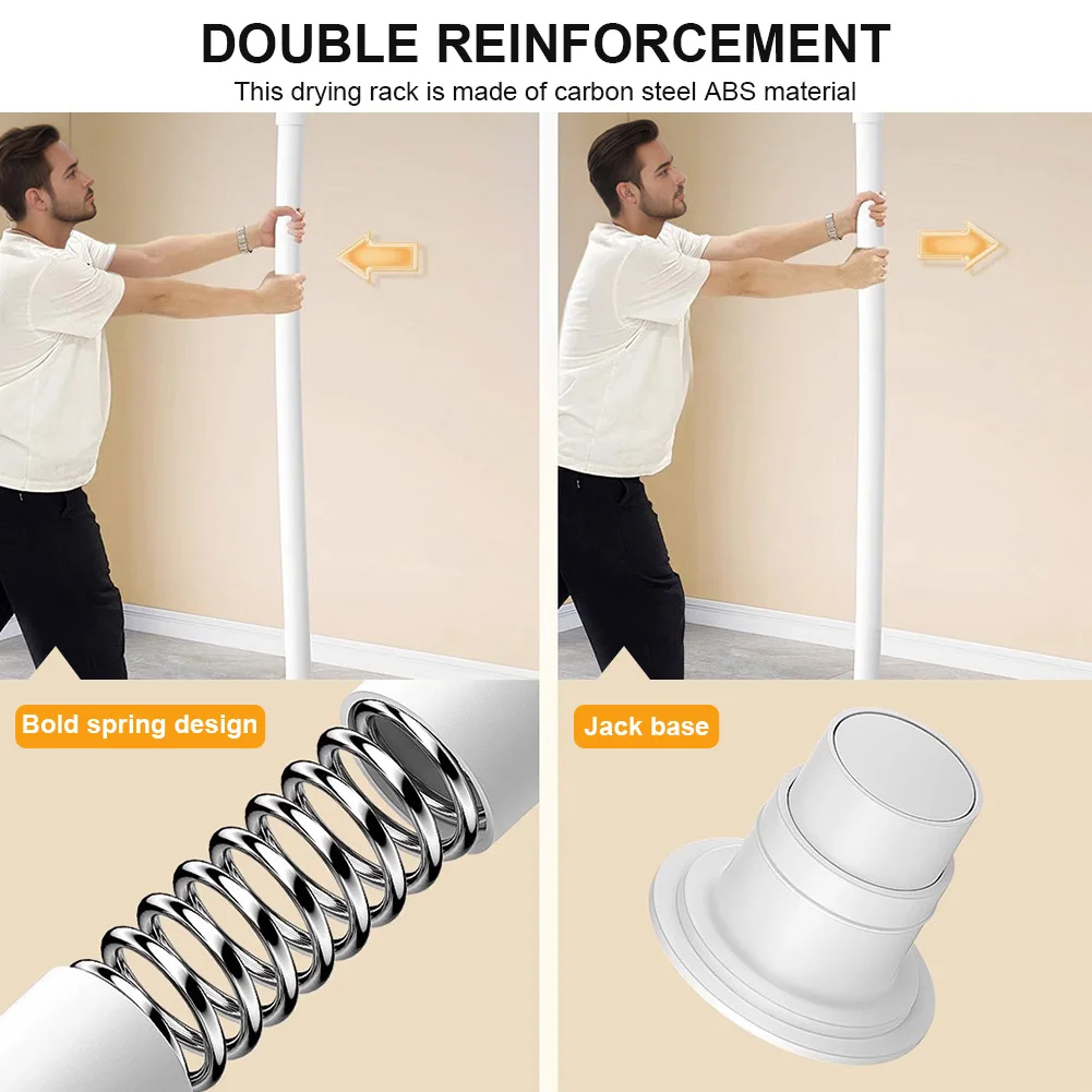 Picture 3: Pole Coat Rack 6 Tiers Telescopic Laundry Tension Adjustable Pole Corner Clothes Hanging Drying Rack for Hanging Suits Clothing