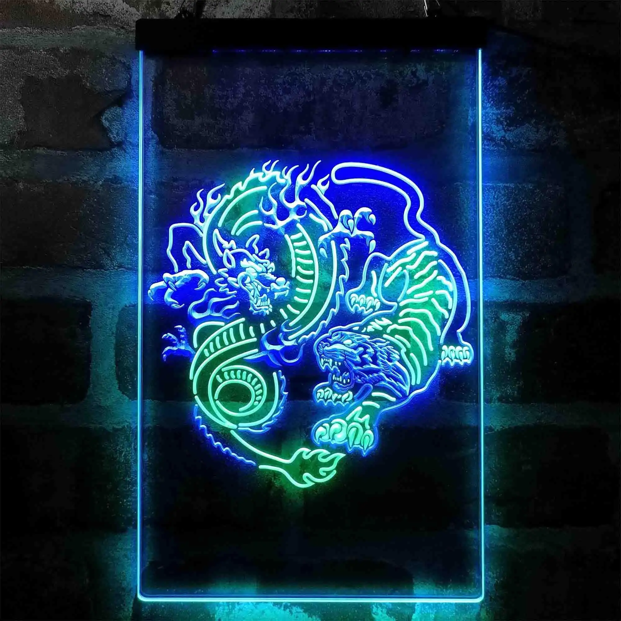 Dragon and Tiger Fighting Dual Color Led Neon Sign st6-i4045