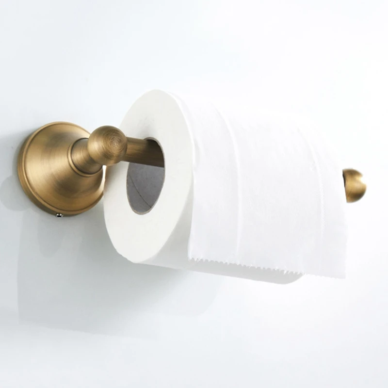ABXF Juego de accesorios de baño de 2 piezas: toallero y soporte de papel higiénico, soporte de pared de latón antiguo, bronce cepillado