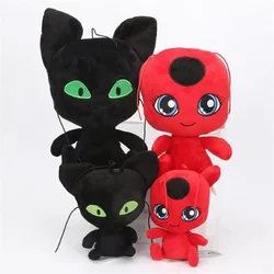 Cat Noir, Ladybird, plush toy, action figure, black, red, Ladybird doll, anime peripheral，25cm