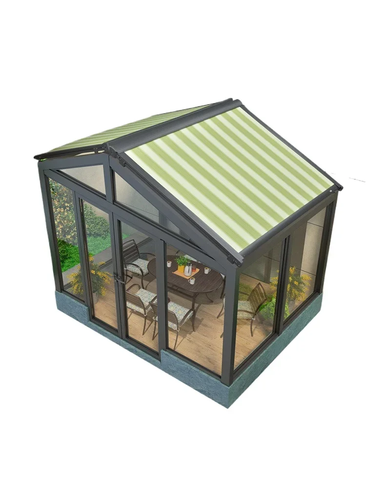 Outdoor electric canopy aluminum alloy awning sun room glass room heat insulation sun protection telescopic awning