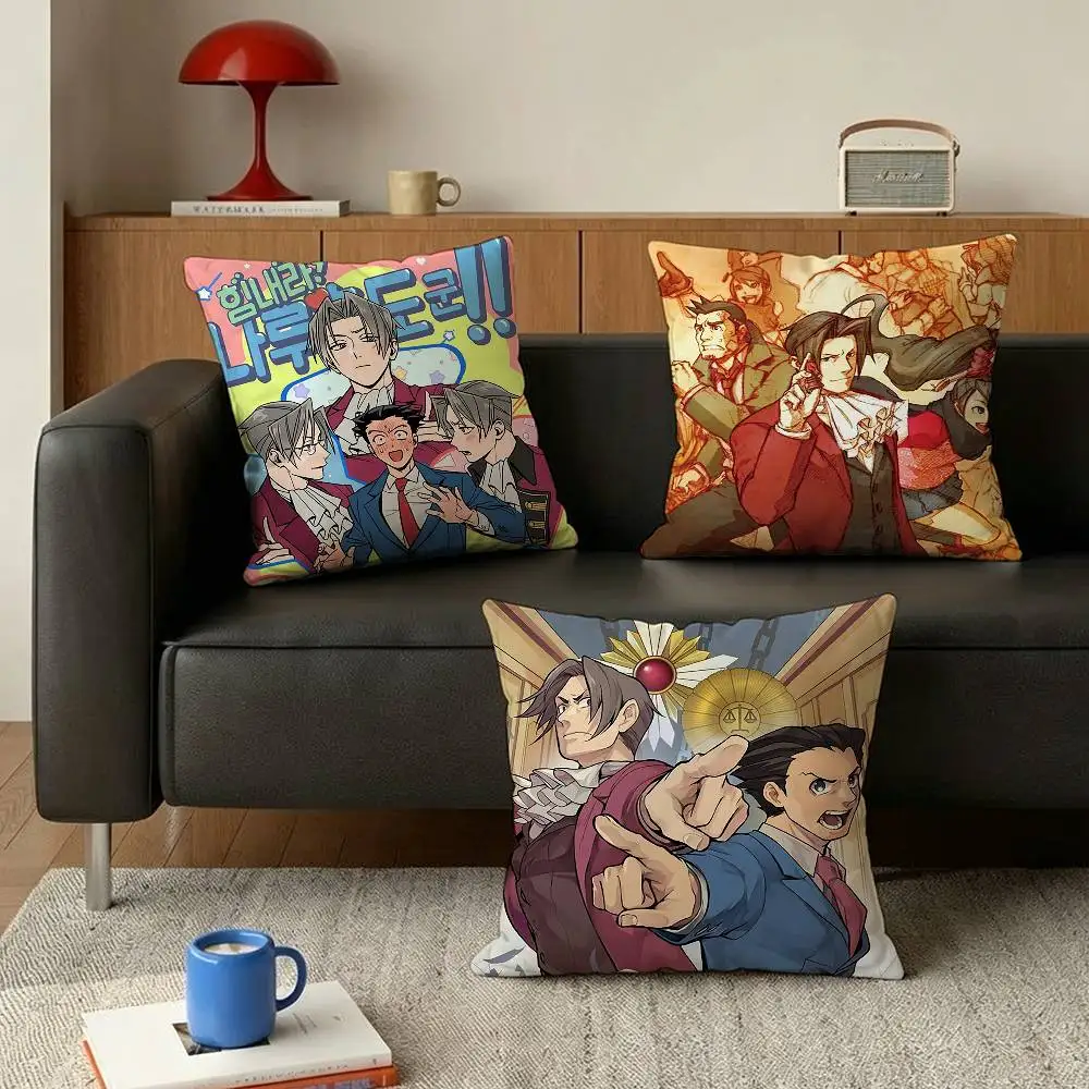 COOL A-Ace Attorney Miles Edgeworth   Various Sizes Square Pillow Case For Car Home Bedchamber Decor