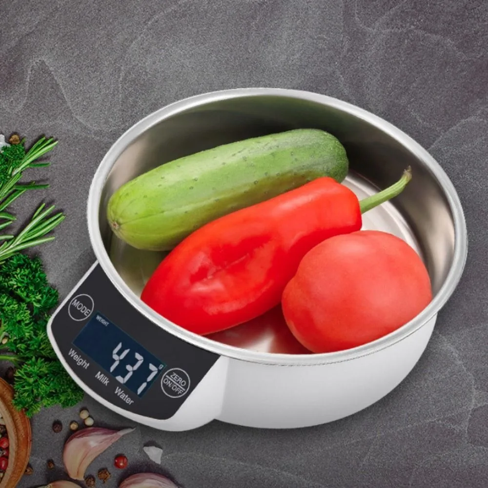 Detachable Stainless Steel Electronic Bowl Scale Accurate Conversion Units Food Bowl Scale LCD Display Battery Powered