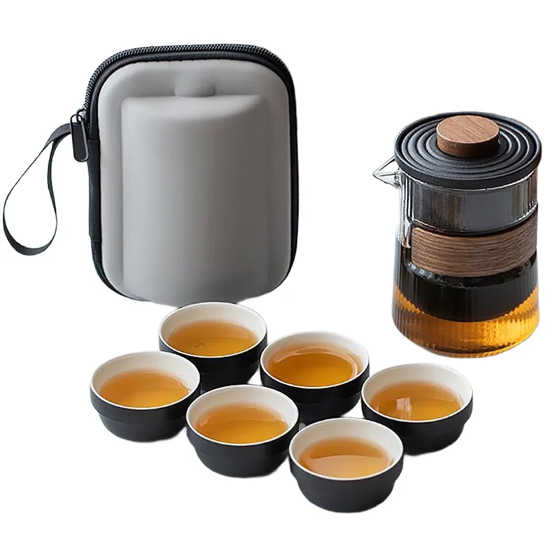 

SEWS-Tea Cup Anti-Hot One Pot Four Glass Portable Travel Tea Set Simple Chinese Style