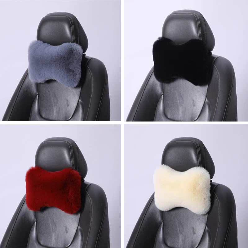 Car Seat Neck Rest Pillow Winter plush Car Headrest Plush warmth and comfort Universal Lumbar Pillow Support Accessories Back