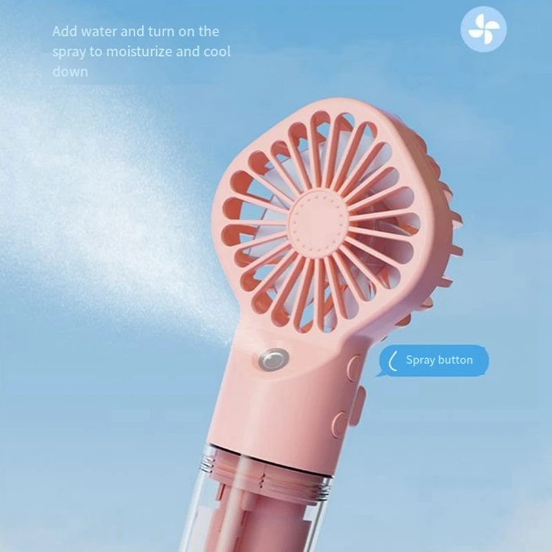พัดลมสเปรย์มือถือแบบพกพาสเปรย์น้ำแร่หมอกพัดลมนักเรียนหอพักขนาดเล็กฤดูร้อนอุปกรณ์ระบายความร้อนกลางแจ้ง