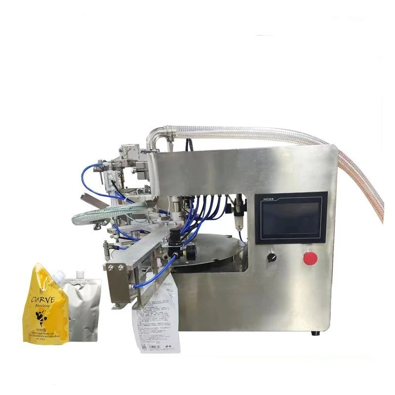 Automatic Self-standing Bag Filling And Capping Machine, Laundry Liquid And Tomato Sauce Rotary Nozzle Bag Servo Filling Machine