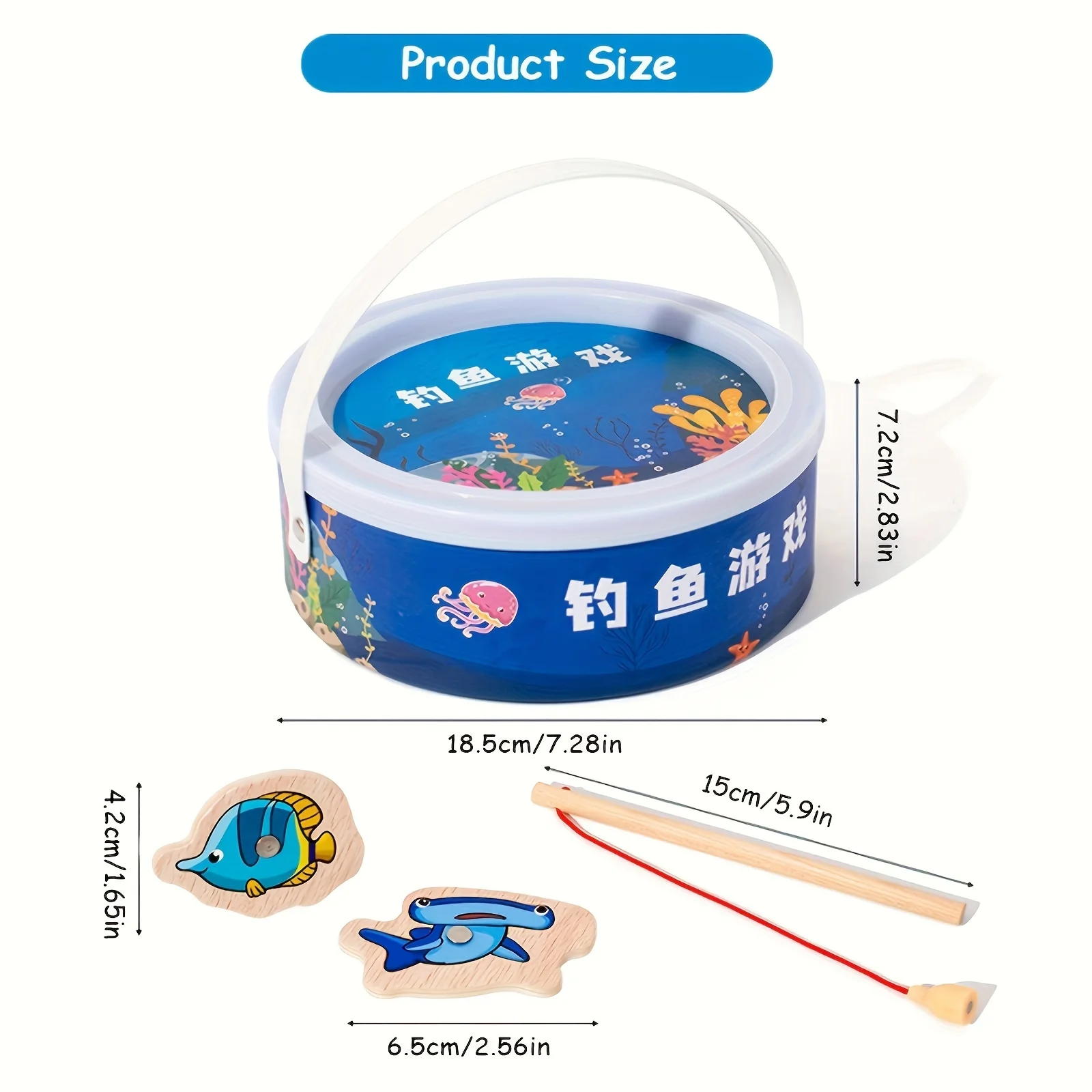 لعبة الصيد الخشبية المغناطيسية - لعبة تعليمية، قطع الحياة البحرية الملونة، التنمية المعرفية التفاعلية بين الوالدين والشباب #3
