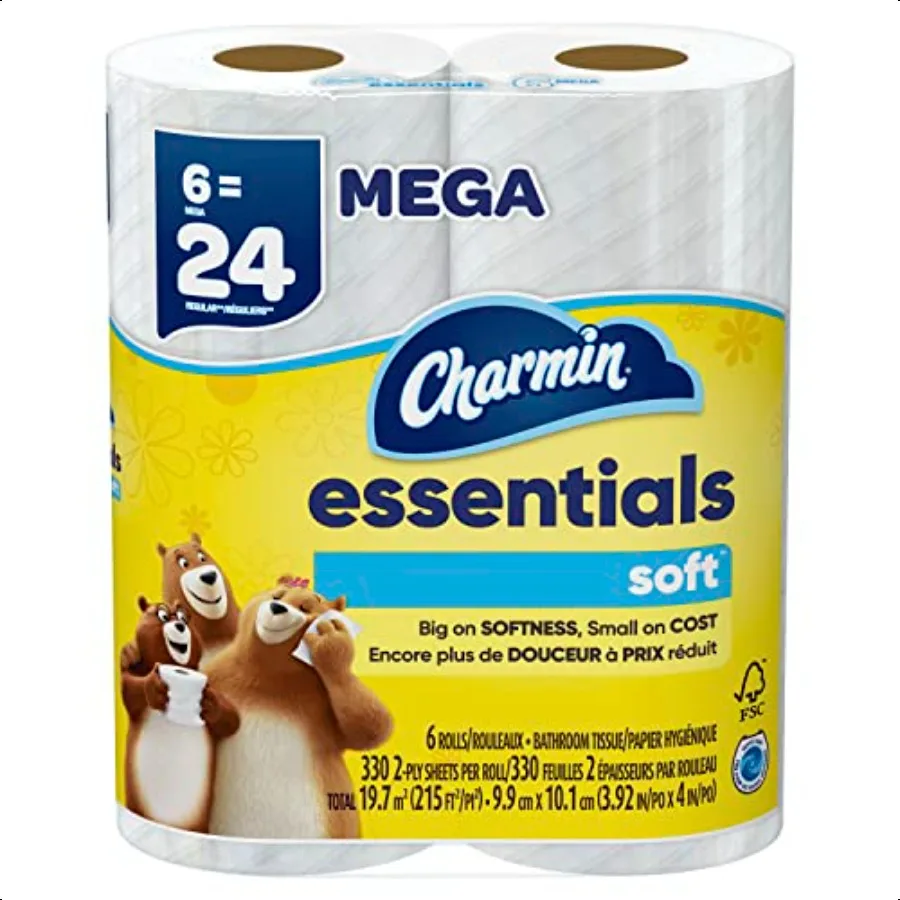 

entials Soft Toilet Paper 6 Mega Rolls 330 sheets per roll