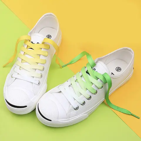 10 Colors Flat Shoe Laces Rainbow Shoelaces Men and Women Universal Casual Canvas Shoes Colorful Shoelace 90/120CM Polyester