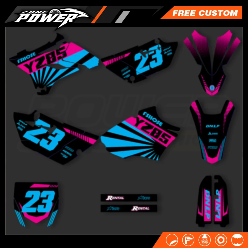 

Наборы наклеек с индивидуальной графикой для мотоцикла Powerzone для YAMAHA YZ85 2015 2016 2017 2018 2019 2020 2021, номер имени на заказ