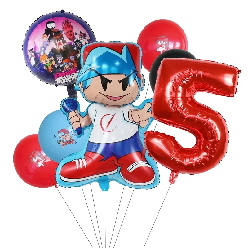 7Pcs Friday Night Digital Balloons Set Funkin Number Globos Children\'s Birthday Party Baby Shower Home Decorations Kids Toy Gift