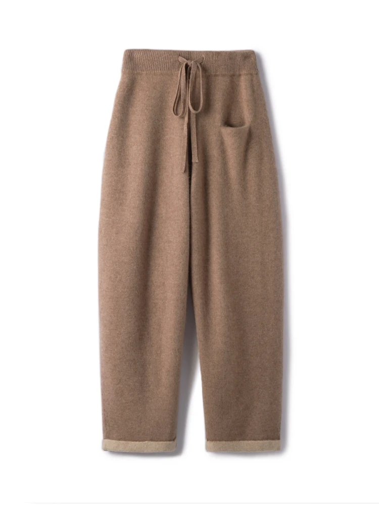 2026 Women 100% Cashmere Loose Pants Autumn Winter Cashmere Pants Chic Grandma pants Soft Warm Comfy Elasticated Waist Trousers