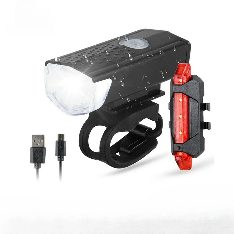 ضوء أمامي للدراجة قابل لإعادة الشحن عبر USB، ضوء خلفي أحمر، سهل التركيب، 3 أوضاع، مصباح رأس دراجة الطريق MTB #1