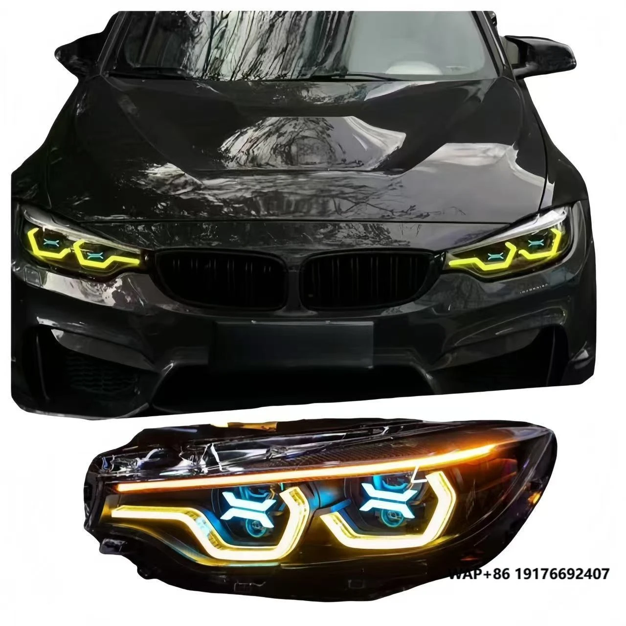 

ForBMW M3 M4 F32 F36 F80 F82 Customized Carbon Fiber Headlamp Daytime Running Lights with Colorful Effects XX Large Lamps