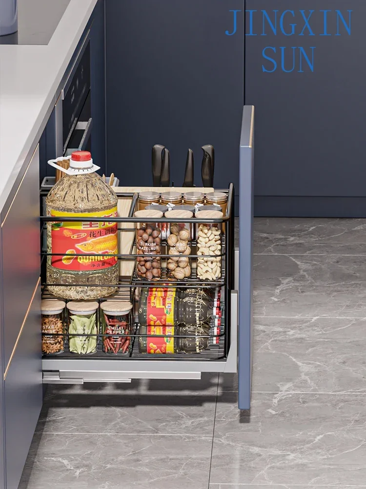 Four Seasons Muge seasoning pull basket kitchen cabinet drawer type solid stainless steel seasoning basket