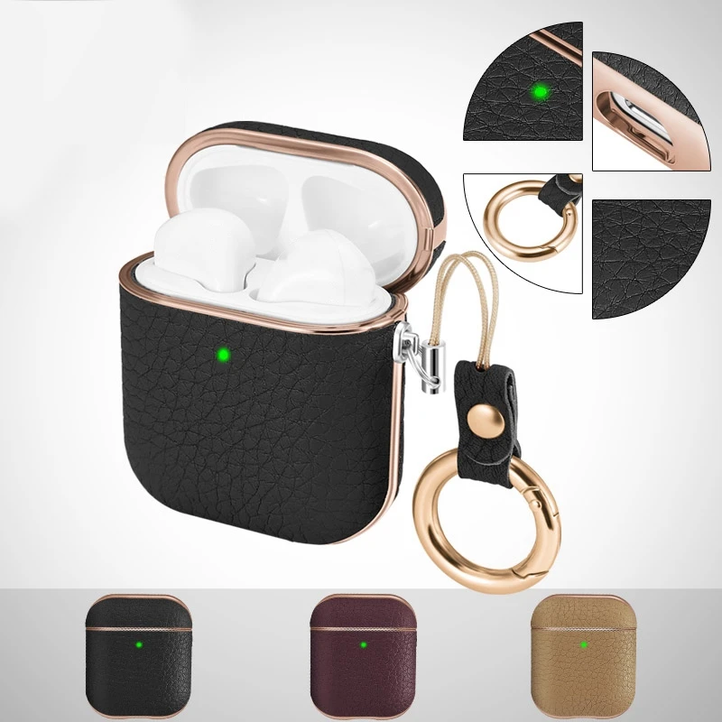 Juste de protection en cuir pour écouteurs, motif litchi, housses de téléphone sans fil, sauna, génération 1/2